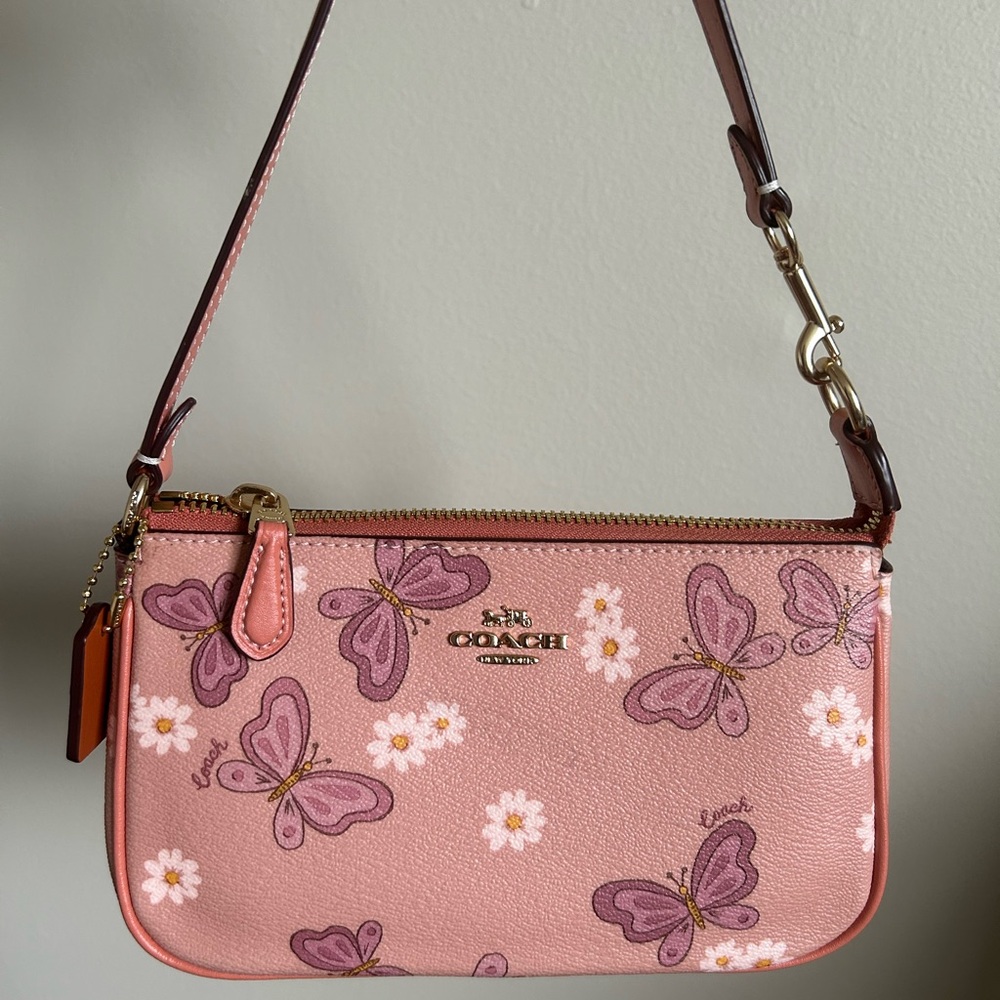 Coach Pink Butterfly Print Wristlet